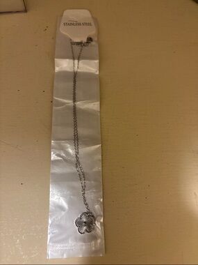 Silver Floral Pendant Necklace - Women